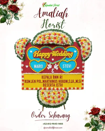 Karangan Papan Bunga Pernikahan di Bligo